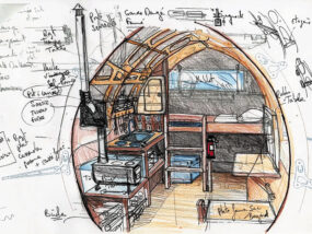 Esquisse de l’intérieur de la cabane pastorale – Document © Pôle Éco Design